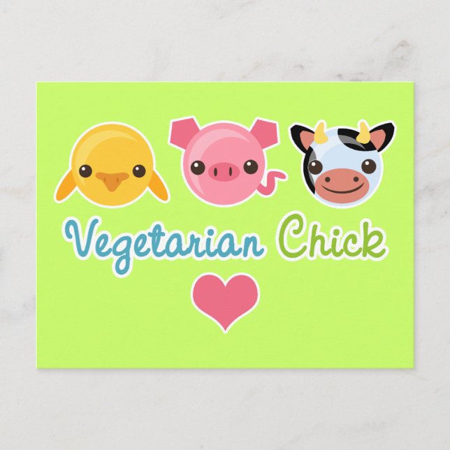 Postal Chick vegetariano (Anverso)