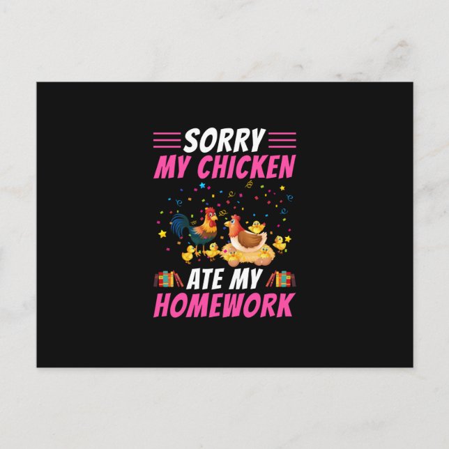 Postal Chicken Art My Chicken Ate My Homework (Anverso)