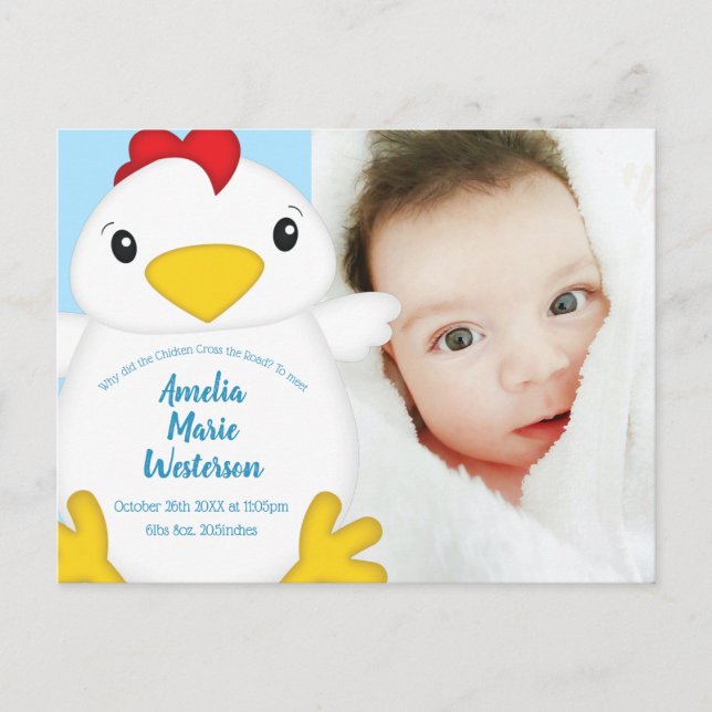 Postal Chicken Baby Shower Blue (Anverso)