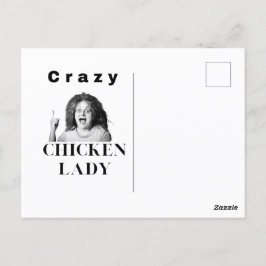 Postal Chicken Lady loca. pollos, humor, divertido