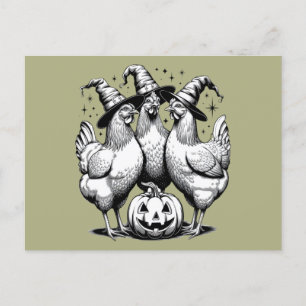 Postal Chicken Witts Funny Halloween Vintage Witch