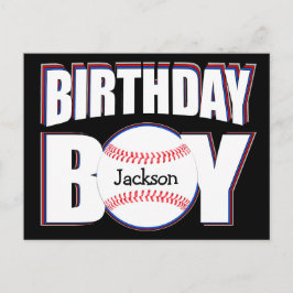 Postal Chico Cumpleañero Jugador de Béisbol Nombre Person