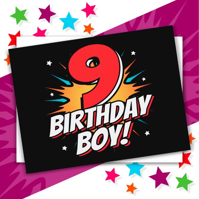 Postal Chico Cumpleaños Superhéroe de 9 Años Cumpleaños 9 (Subido por el creador)