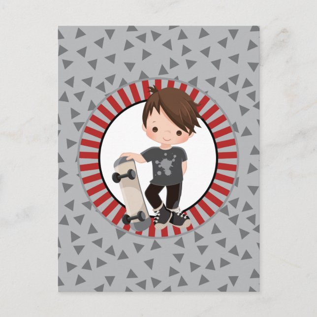 Postal Chico de Skateboard de pelo pardo - Rojo gris (Anverso)