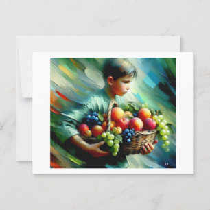 Postal Chico portando fruta,