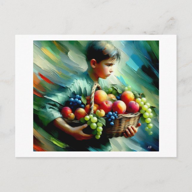 Postal Chico portando fruta, (Anverso)