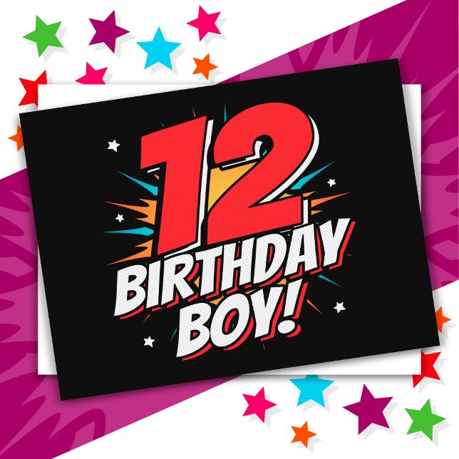 Postal Chico Superhéroe de 12 Años Cumpleaños Número 12 (Subido por el creador)