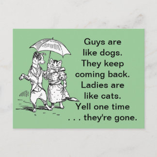 Postal Chicos Como Perros - Gatos Como El Humor De Las Da