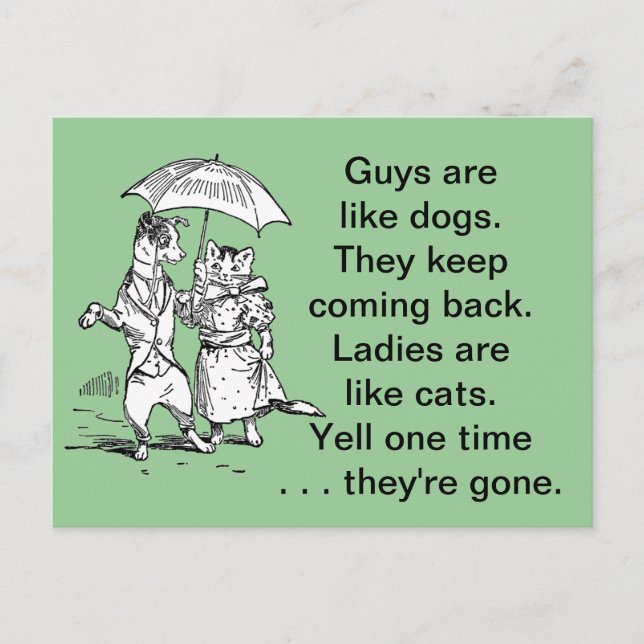 Postal Chicos Como Perros - Gatos Como El Humor De Las Da (Anverso)