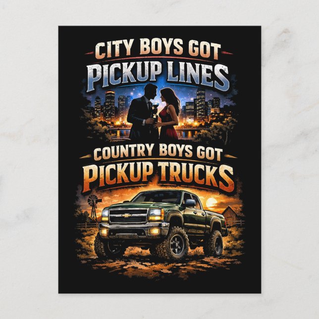 Postal Chicos de campo tienen camionetas (Anverso)