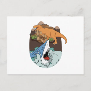 Postal Chicos de Tiburón y Dinosaurio