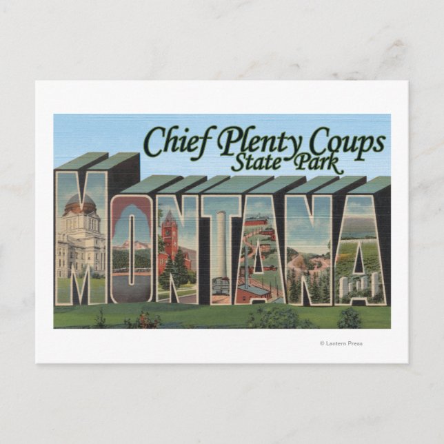 Postal Chief Plenty, Montana - Escenas de letras grandes (Anverso)