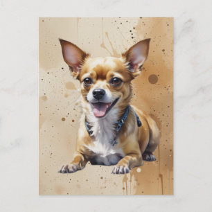Postal Chihuahua acuarela, animal perro mascota