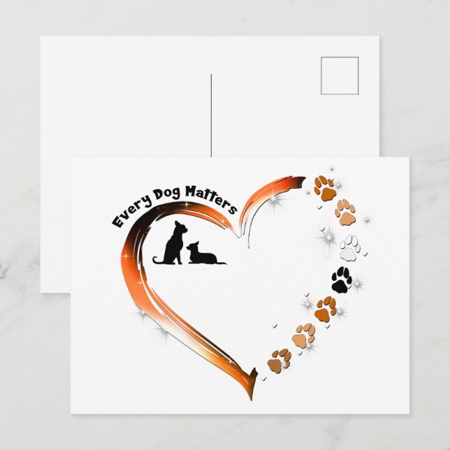 Postal Chihuahua Cada Perro Importa Corazón Perro Patas (Anverso / Reverso)