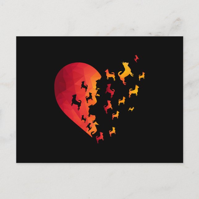 Postal Chihuahua Camiseta de corazón de perro gracioso té (Anverso)