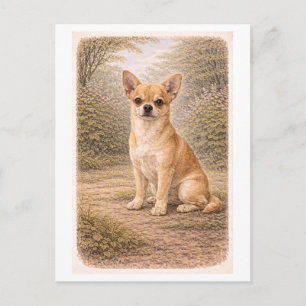 Postal Chihuahua de estilo vintage