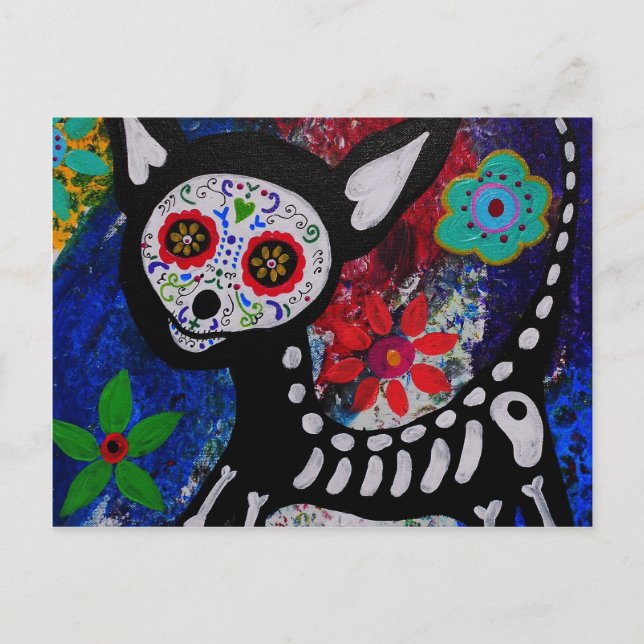 Postal Chihuahua Dia De los Muertos de los Prisarts (Anverso)