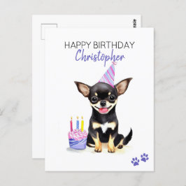 Postal Chihuahua Dog Personalizado Feliz Cumpleaños