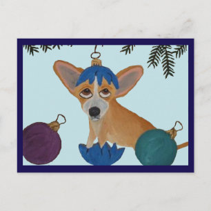 Postal Chihuahua en adorno de Navidad roto