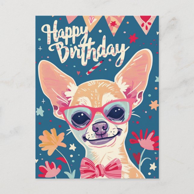 Postal Chihuahua Feliz Cumpleaños  (Anverso)