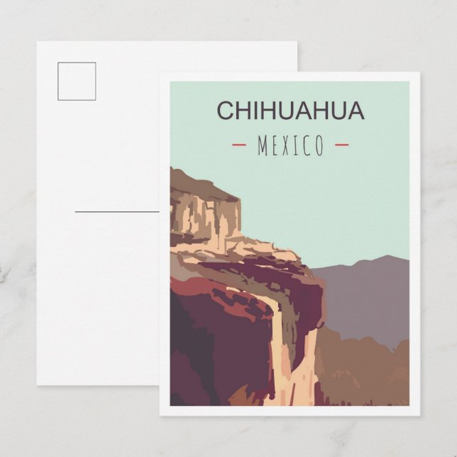 Postal Chihuahua México Ilustracion de viajes por arte (Anverso / Reverso)