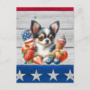 Postal Chihuahua Patriótico Fruta EE. UU. Chihuahua Pelo