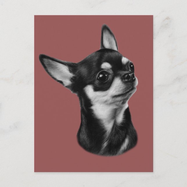 Postal Chihuahua pintada a mano por un retrato mascota (Anverso)