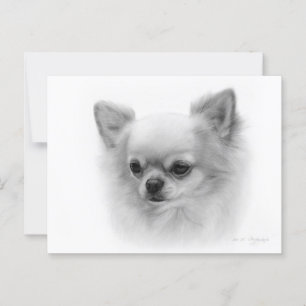 Postal Chihuahua pintado a mano con ojos conmovedores