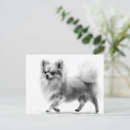 Postal Chihuahua pintado a mano por pasos confiados