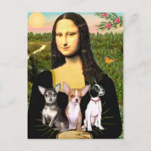 Postal Chihuahua Trio - Mona Lisa