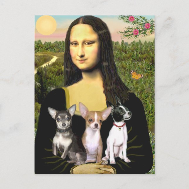 Postal Chihuahua Trio - Mona Lisa (Anverso)