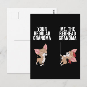 Postal Chihuahua Tu Abuela Regular Yo La Cabeza Roja