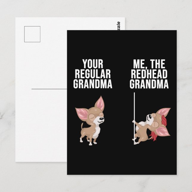 Postal Chihuahua Tu Abuela Regular Yo La Cabeza Roja (Anverso / Reverso)