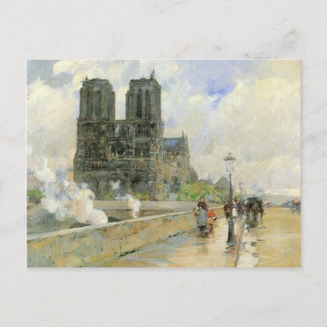 Postal Childe Hassam - Catedral de Notre Dame 1888 (Anverso)