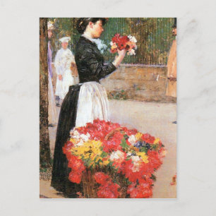 Postal Childe Hassam - chica de flores