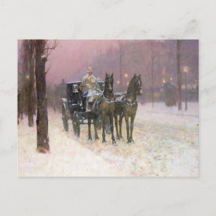 Postal Childe Hassam - escena de la calle con dos taxis