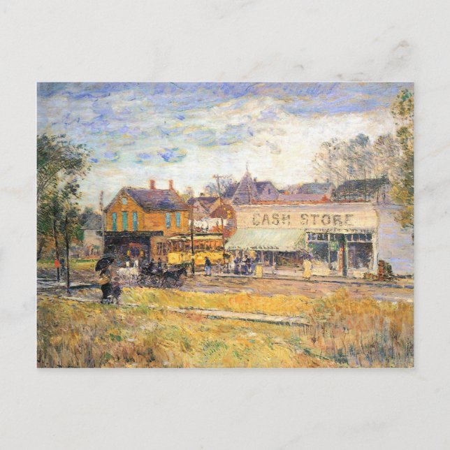 Postal Childe Hassam - Fin del tranvía Oak Park Illinois (Anverso)