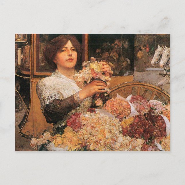Postal Childe Hassam - Los Rosas chicas (Anverso)