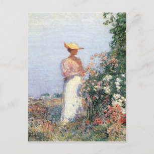 Postal Childe Hassam - Mujer en el Jardín