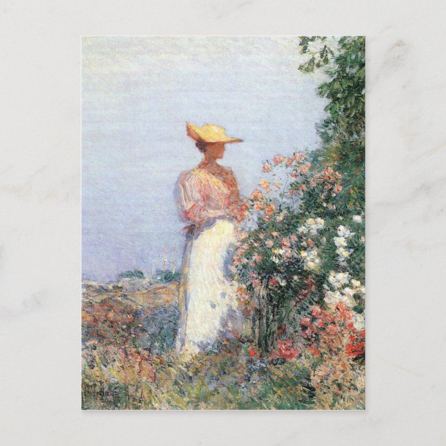 Postal Childe Hassam - Mujer en el Jardín (Anverso)