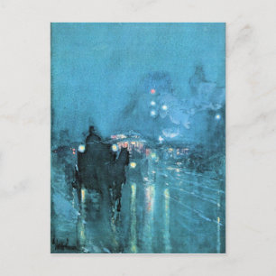Postal Childe Hassam - Nocturne Railtrain Crossing Chicag