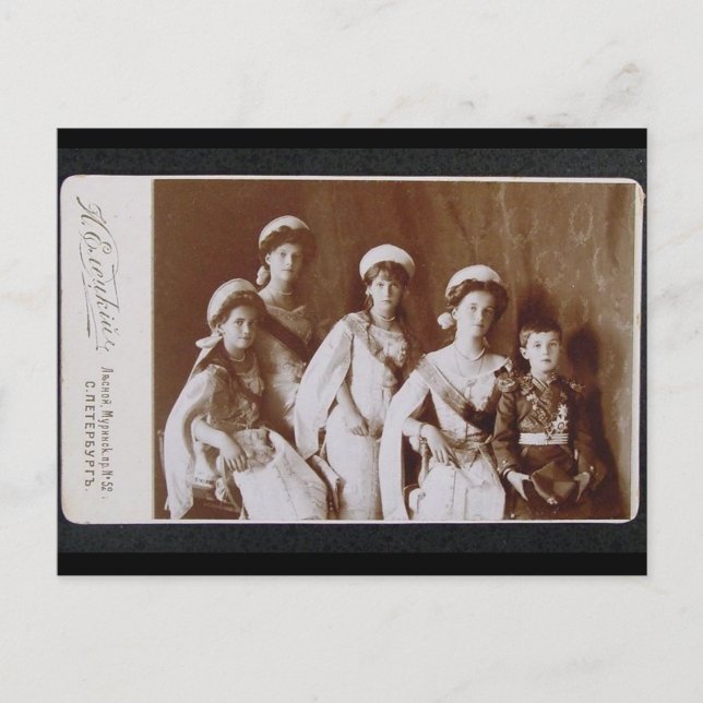 Postal CHILDREN TSAR - OTMA y Alexis Romanov Rusia #093 (Anverso)