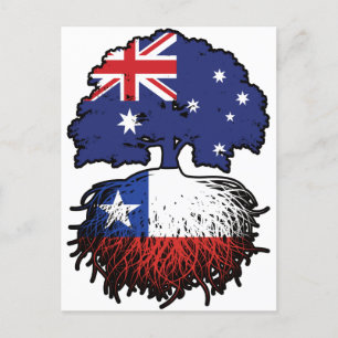 Postal Chile Bandera de raíces de árboles australianos ch