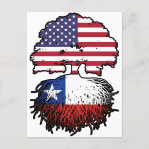 Postal Chile Chileno estadounidense bandera de raíces de