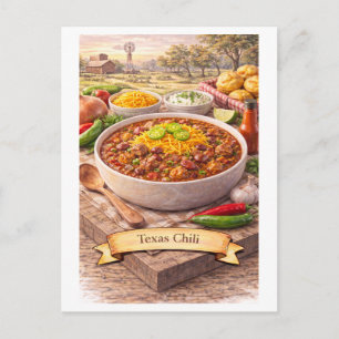 Postal Chili de Texas (Serie de Comida Americana)