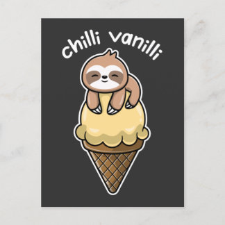 Postal Chilli Vanilli / Chillendes Faultier mit Eis