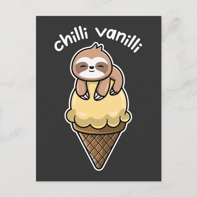 Postal Chilli Vanilli / Chillendes Faultier mit Eis (Anverso)