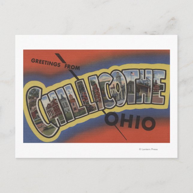Postal Chillicothe, Ohio - Escenas de letras grandes (Anverso)