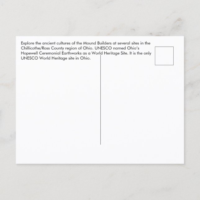 Postal Chillicothe, Ohio Hopewell Ceremonial Earthworks (Reverso)