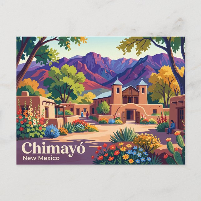 Postal Chimayó, Nuevo México EE. UU. (Anverso)